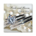 Rings and Pearls Save the Date Wedding Magnet