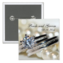 Rings and Pearls Wedding Button