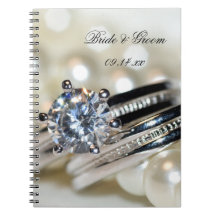 Rings and Pearls Wedding Spiral Notebook