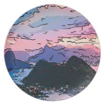 Rio de Janeiro at dusk drawing Plates