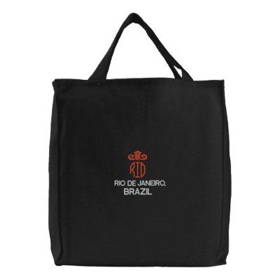 RIO DE JANEIRO, BRAZIL BLACK TOTE EMBROIDERED TOTE BAG by edem13