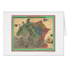 Rio De Janeiro Brazil Map 1831 Greeting Cards