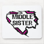 Ripped  Star- Super Middle Sister -Black/Pink Mousepads