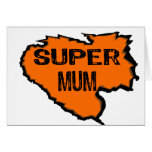 Ripped Super Mum- Black Text/ Orange Greeting Cards