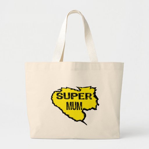 Ripped Super Mum- Black Text/ Yellow Canvas Bag