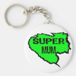 Ripped Super Mum- Green Text Black Keychains