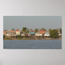 River front village near Phnom Penh Cambodia Poster