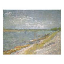 River Rowing Boats, van Gogh Vintage Impressionism Custom Invitation
