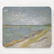 River Rowing Boats, van Gogh Vintage Impressionism Mouse Mats
