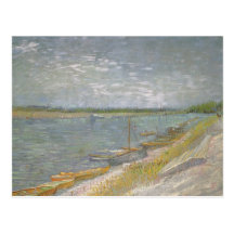 River Rowing Boats, van Gogh Vintage Impressionism Post Card