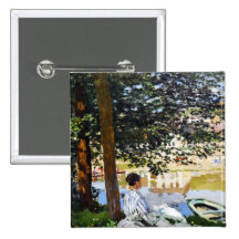 River Scene at Bennecourt, 1868 Claude Monet cool, Pin