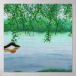 River scene with trees and a log by Cheryl Paton posters