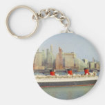 RMS Queen Mary Sailing New York 1950's Keychain