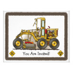 Road Grader Construction Kids Party Invitation