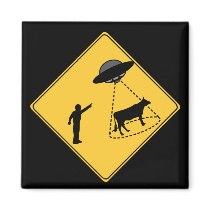 Road Sign- Cow and UFO
