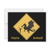 Road Sign- Knight & Dragon Invitation