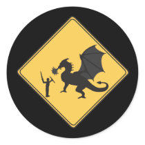 Road Sign- Knight & Dragon Sticker