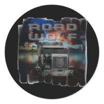 Road Wolf Round Sticker