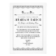 Roaring 20's Speakeasy Theme Party Invitations