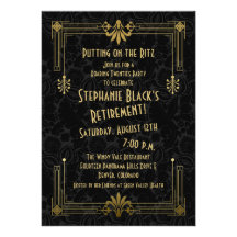 Roaring 20s Twenties Art Deco Retirement Party Custom Announcements