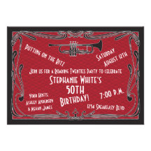 Roaring 20s Twenties Speakeasy 50th Birthday Party Personalised Invite