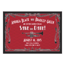 Roaring 20s Twenties Trumpet Wedding Save the Date Custom Announcements