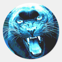 Roaring Jaguar Round Sticker