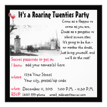 Roaring Twenties Prohibition Theme Party Personalised Invite