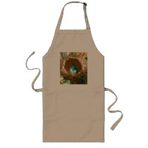 Robin Eggs in a Backyard Tree Nest Apron