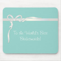 Robin's Egg Blue Jewellery Box with White Ribbon Mouse Pad