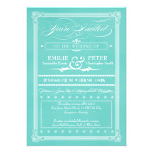 Robin's Egg Blue Poster Style Wedding Invitations