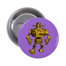 Robot 313 -gold pinback buttons