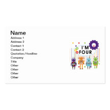 Robot 4th Birthday Tshirts and Gifts Business Cards