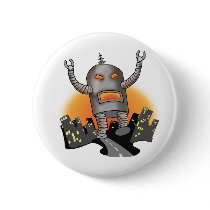 Robot Attack Pinback Button