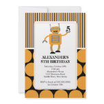 Robot Birthday Party Invitation Orange / Black