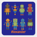 Robot Friends Child's Personalised Sticker