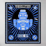 Robot Revolution Blue posters