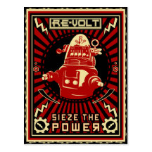 Robot Revolution Red Post Cards