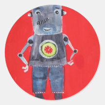 ROBOT ROUND STICKERS