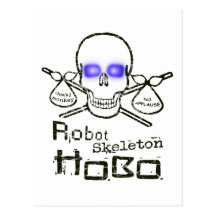 Robot Skeleton Hobo Postcard