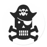 Robot Skull & Crossbones Pirate Silhouette stickers