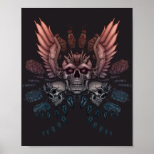 Robot Skull + Wings Print