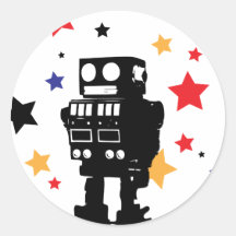 Robot Star Round Stickers