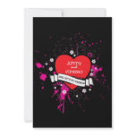 Rock and Roll Grungy Heart (Pink) invitations