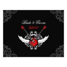 Rock and Roll wedding RSVP card Announcements