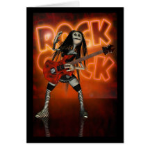 Rock Chick Birthday Card Moonies rag doll rocker