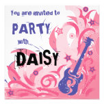Rock chick guitar party invitation pink & purple