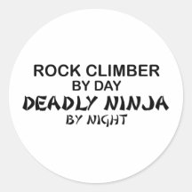 Rock Climber Deadly Ninja by Night Round Sticker