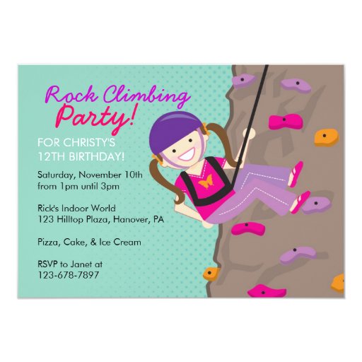 Rock Climbing Birthday Party Invitations | Zazzle