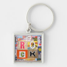 Rock collage key ring chain keychains